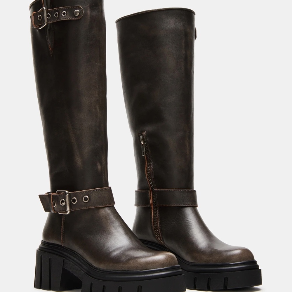 BRIGADE BROWN DISTRESSED Leather Moto Boots